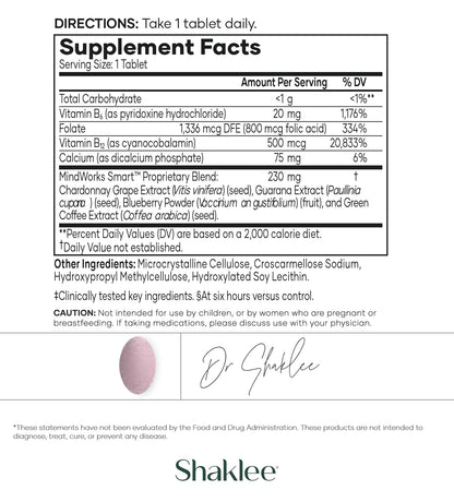 Shaklee MindWorks® – Brain Health Supplement for Sharpness & Focus | 30 Tablets