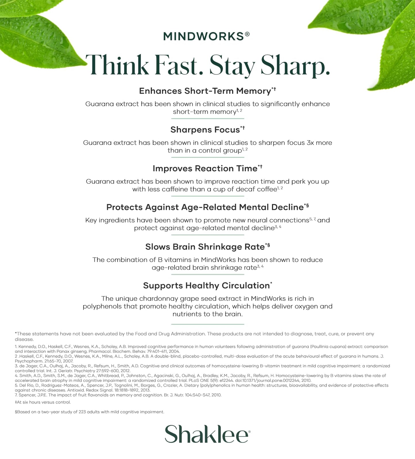 Shaklee MindWorks® – Brain Health Supplement for Sharpness & Focus | 30 Tablets