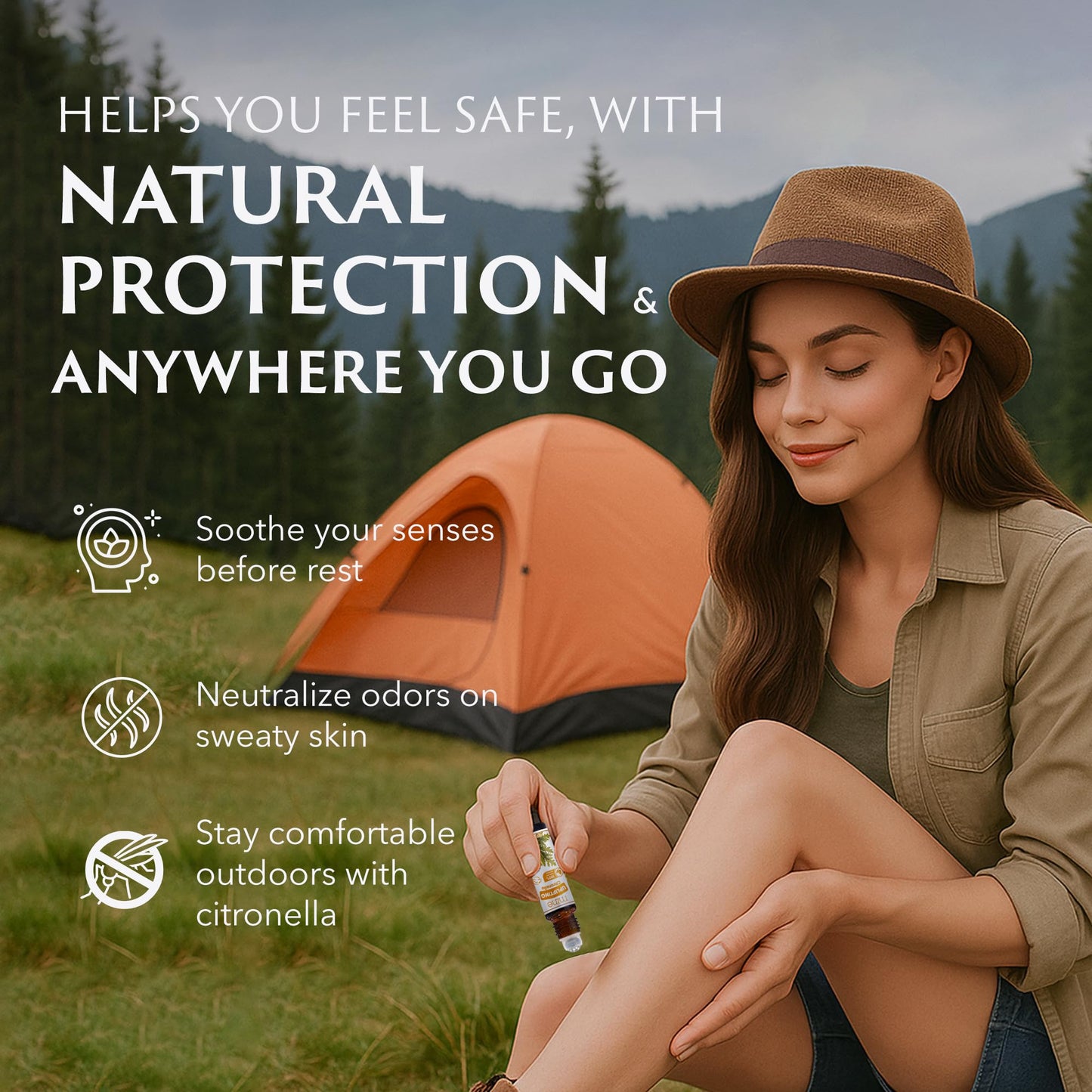 Mine Citronella Oil Roll On – 100% Natural Citronella Essential Oil for Skin, Roller for Outdoor Camping, Hiking, Picnics, Travel