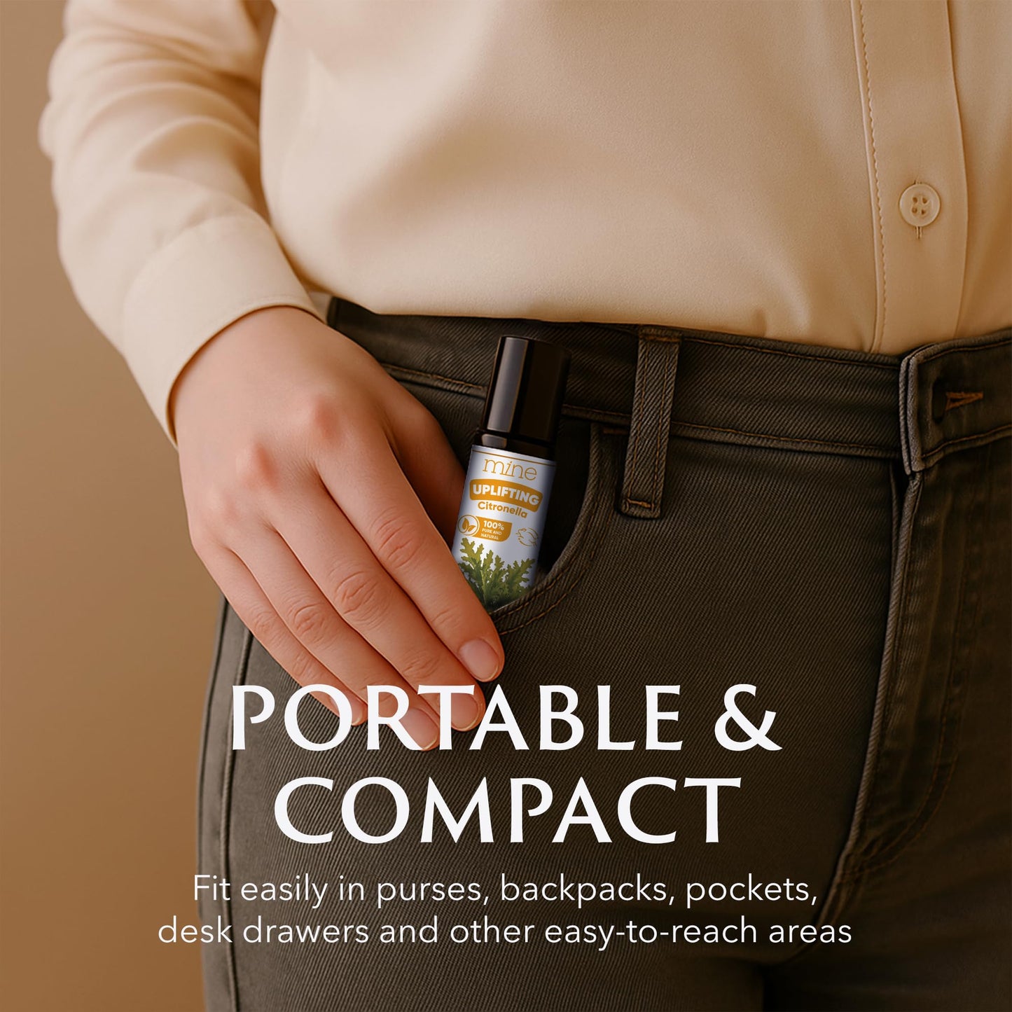 Mine Citronella Oil Roll On – 100% Natural Citronella Essential Oil for Skin, Roller for Outdoor Camping, Hiking, Picnics, Travel