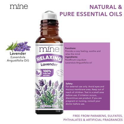 Mine Lavender Essential Oil Roll On - 100% Pure Lavender Oil for Skin
