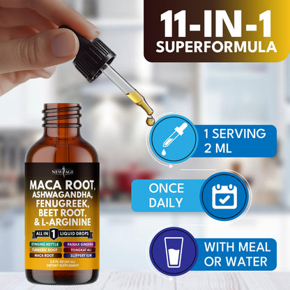 Organic Maca Root Liquid Drops with Ashwagandha – For Women & Men
