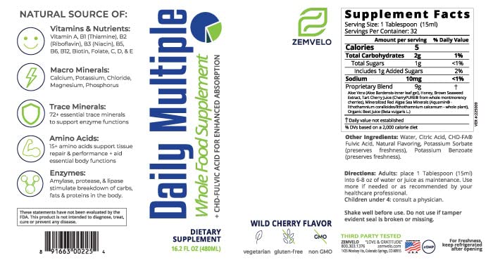 Mineralife Liquid Daily Multi-Mineral Supplement | Whole Food Nutrition | Cherry Flavor