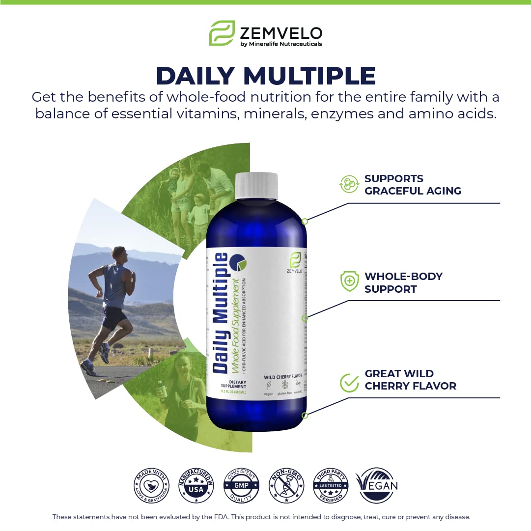 Mineralife Liquid Daily Multi-Mineral Supplement | Whole Food Nutrition | Cherry Flavor