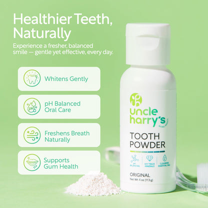 Uncle Harry's Remineralizing Tooth Powder – All Natural Enamel Support & Whitening (4 oz)