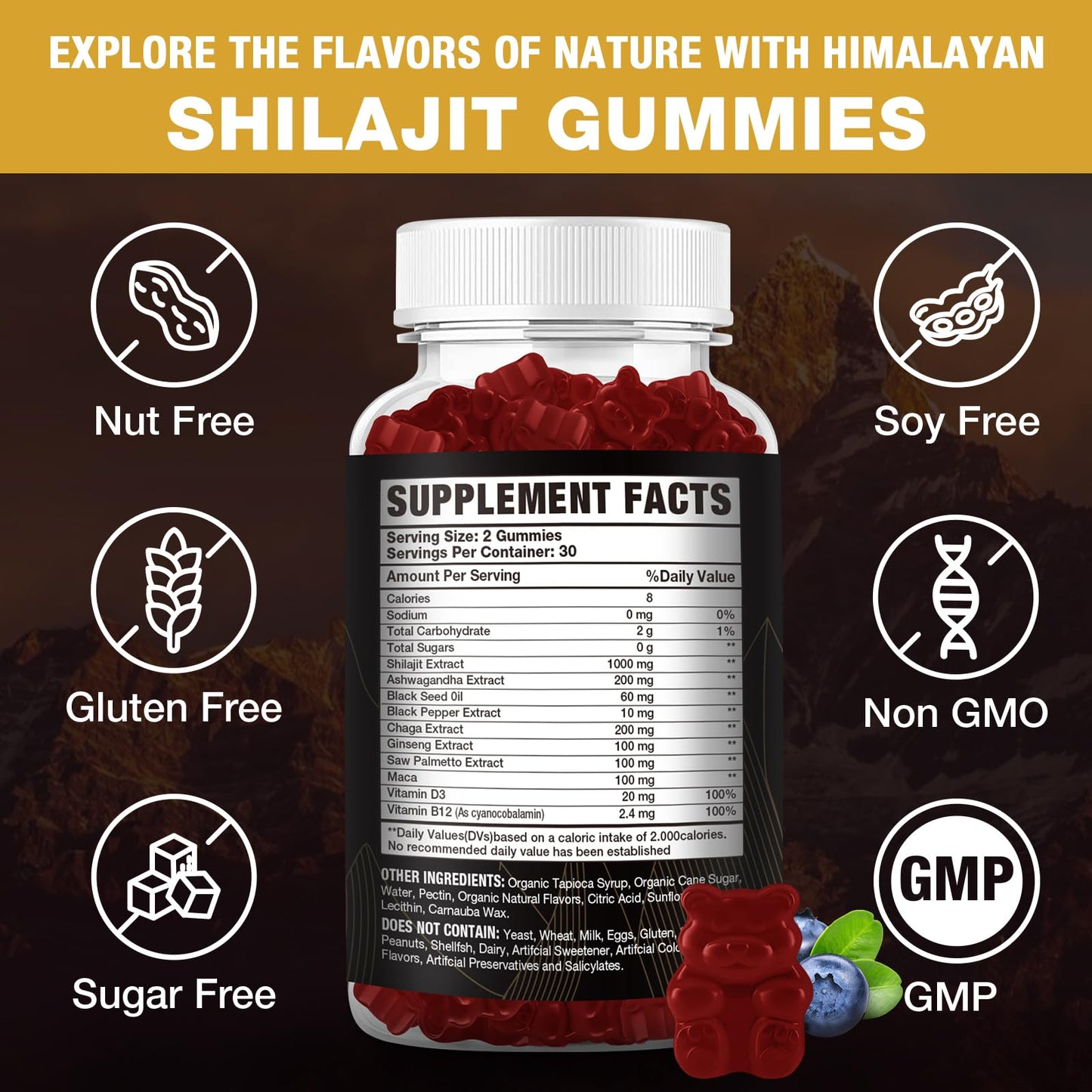 1000 MG Shilajit Gummies – Organic Himalayan Shilajit, 85+ Minerals, 120 Count