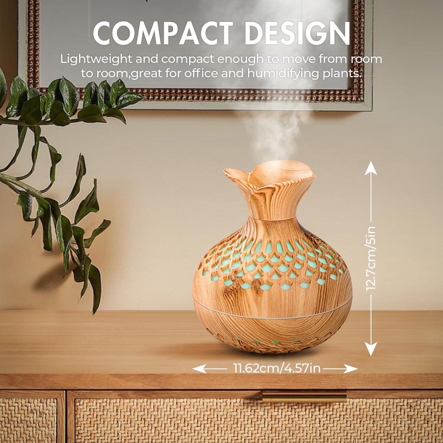 Mini Humidifier for Desk, Bedroom & Office | 300ml Aromatherapy Diffuser with Night Light