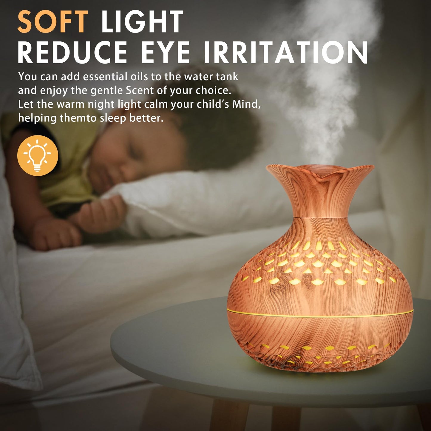 Mini Humidifier for Desk, Bedroom & Office | 300ml Aromatherapy Diffuser with Night Light