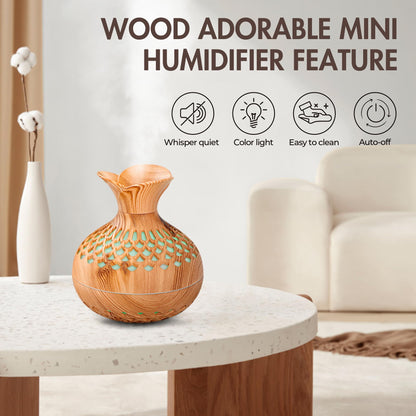 Mini Humidifier for Desk, Bedroom & Office | 300ml Aromatherapy Diffuser with Night Light