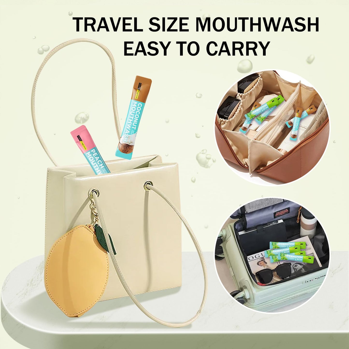 Mini Mouthwash Kit - Travel Size, Coconut Peach Mint, 60 Pack