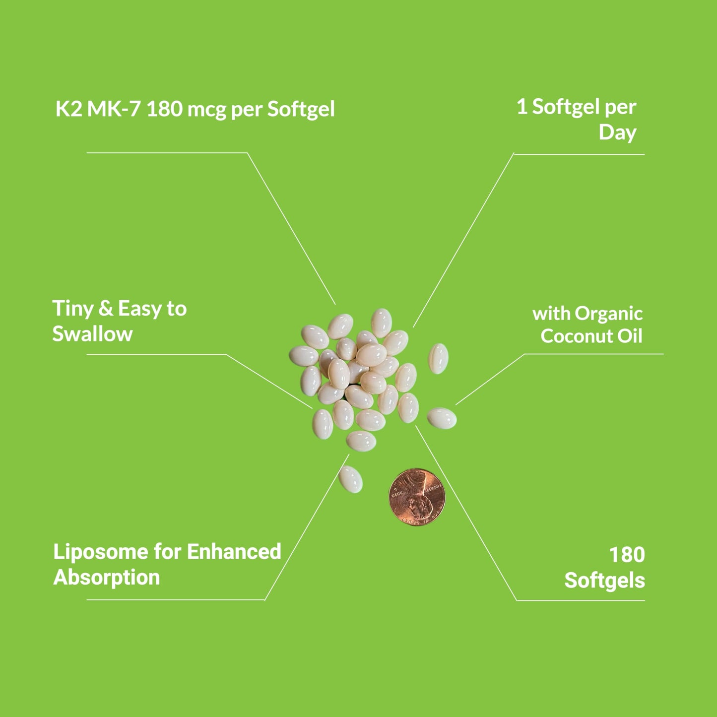 UpNourish Liposomal Vitamin K2 MK7 180 mcg – 180 K2 Softgels | High Absorption