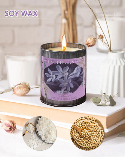 Scented Candles for Home | 8oz Vanilla Soy Candle, 50H Burn, Gift Box