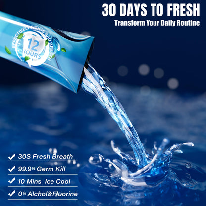 Portable Travel Mouthwash Packets – Alcohol & Fluoride-Free, 12-Hour Fresh Breath (Pack of 20)