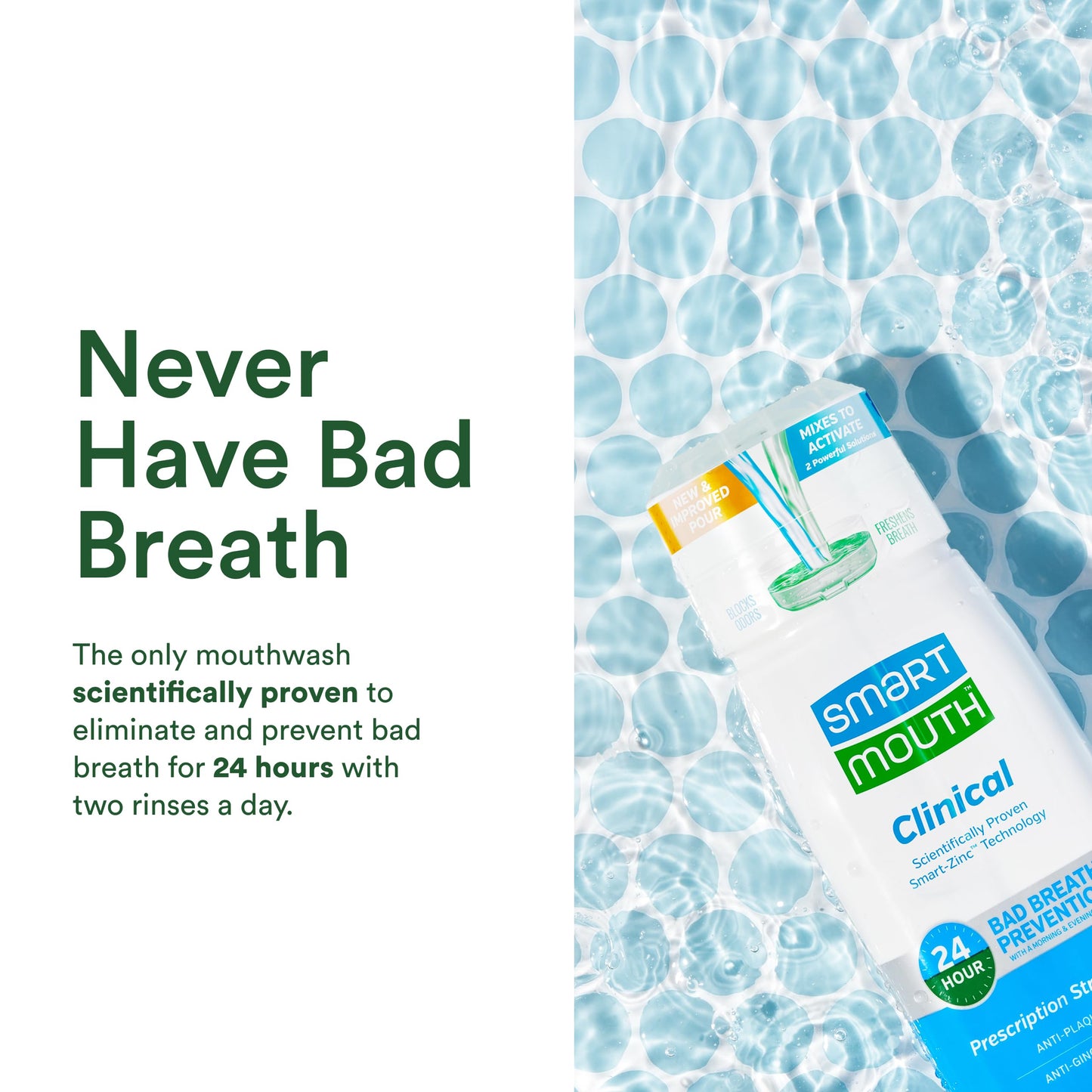 SmartMouth DDS Activated Clinical Mouthwash with Tongue Cleaner – Fresh Breath, Gum Health (16 oz x2)