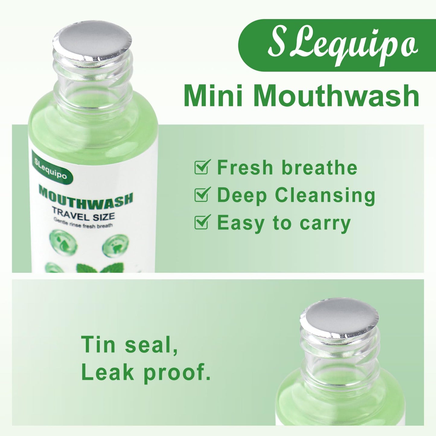 Travel Size Mouthwash Bulk – Mint 35ml/1.2fl oz, 10 Pack for Travel Toiletry Kits