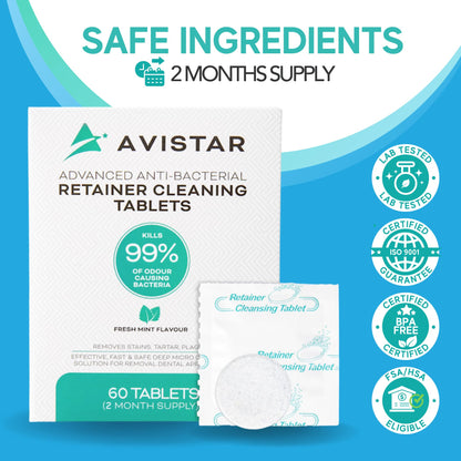 Mint Flavor Retainer & Mouth Guard Cleaner Tablets – Invisalign & Denture Cleaner (FSA/HSA Approved)