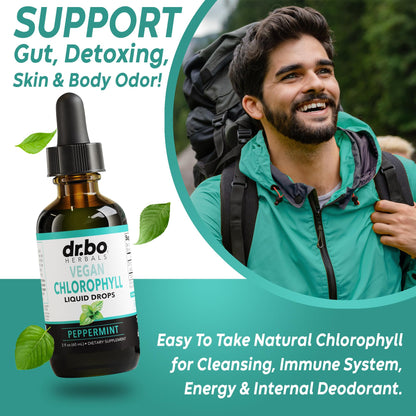 Chlorophyll Liquid Drops – Body Detox, Odor Cleanse & Immune Support | Vegan 2 oz