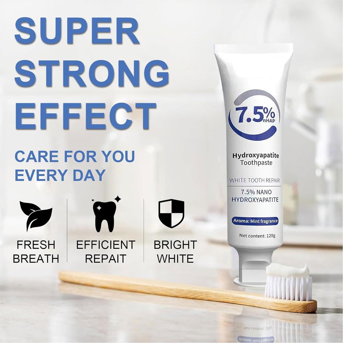 Fluoride-Free Nano Hydroxyapatite Toothpaste – Whitening & Remineralizing (4.23oz)