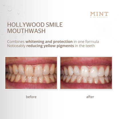 Mint Hollywood Smile Mouthwash Refill – 2-Phase Whitening, 0.1% Hydrogen Peroxide, Alcohol-Free, Vegan – 6.76 fl oz