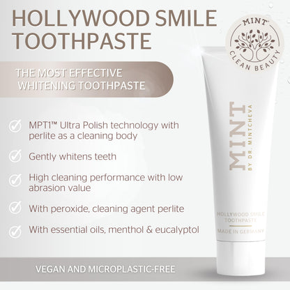 Mint Hollywood Smile Toothpaste 85 ml - Fluoride-Free Vegan Whitening