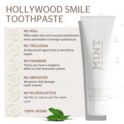 Mint Hollywood Smile Toothpaste 85 ml - Fluoride-Free Vegan Whitening