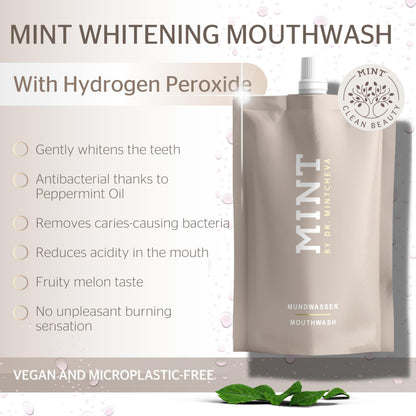 Mint Mouthwash Refill - Whitening & Gum Care, 0.1% Hydrogen Peroxide, Alcohol-Free, Melon
