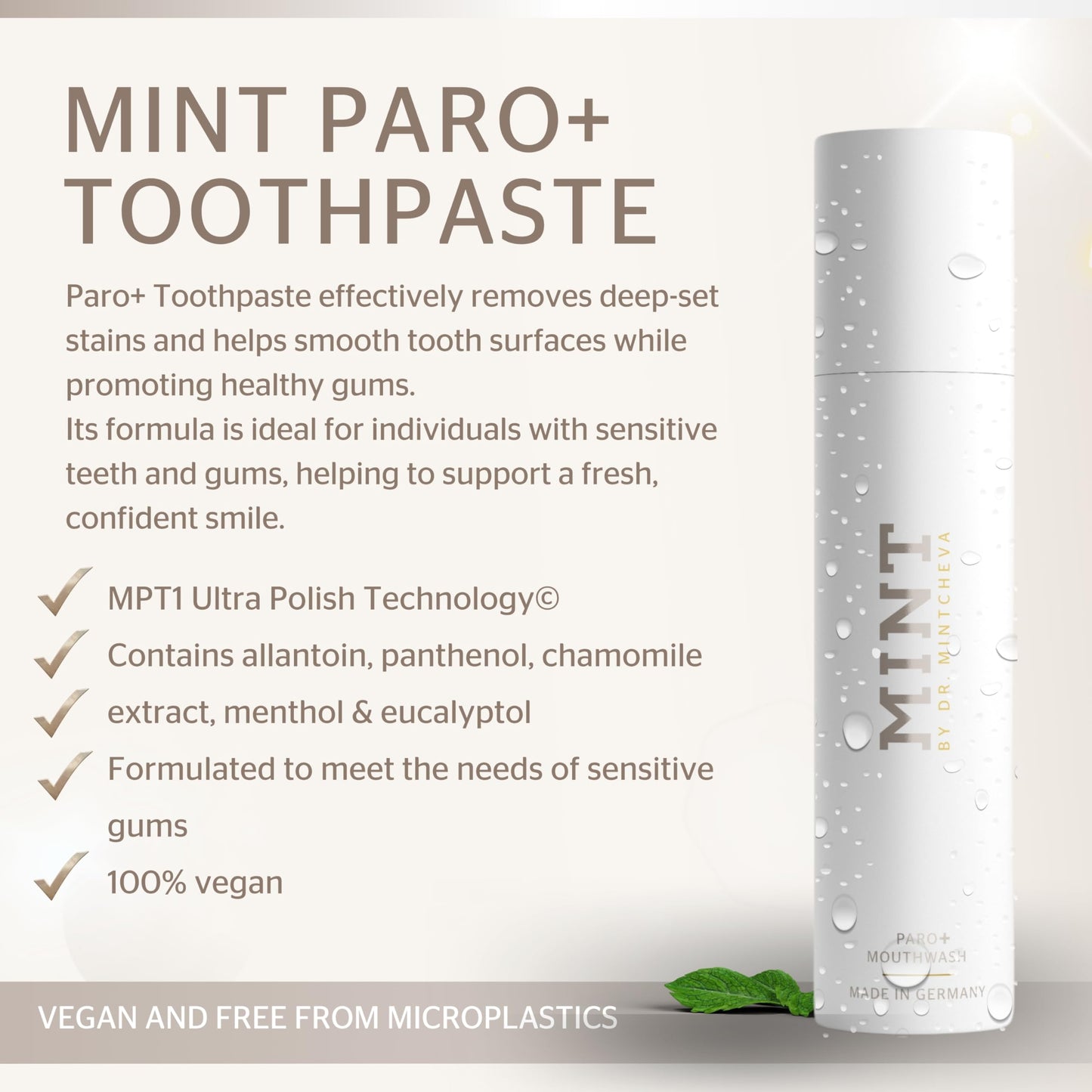MINT PARO+ Toothpaste - Fluoride-Free, Gum Care | Dr. Mintcheva