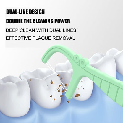 Mint Twin Line Dental Floss Picks – 400 Count (2x200) | Seahorse Design