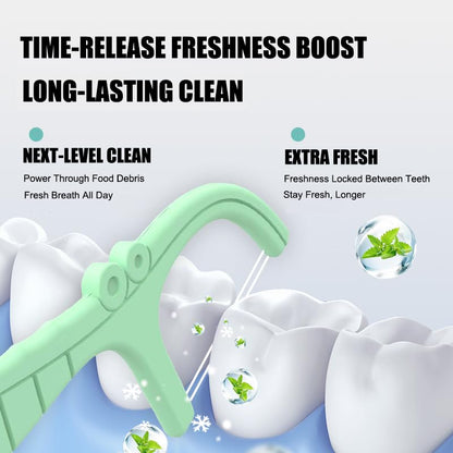 Mint Twin Line Dental Floss Picks – 400 Count (2x200) | Seahorse Design