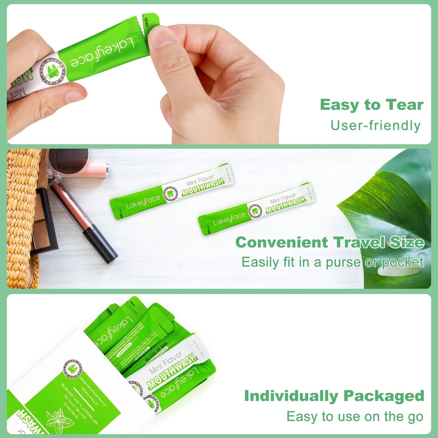 Mouthwash Travel Pack – 30 Packets, Alcohol-Free, TSA Approved, Mint 11ml Each