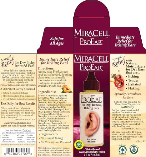 Miracell ProEar Ear Drops – Hydrating Ear Wax Softener for Itchy, Dry Ears (2 oz)