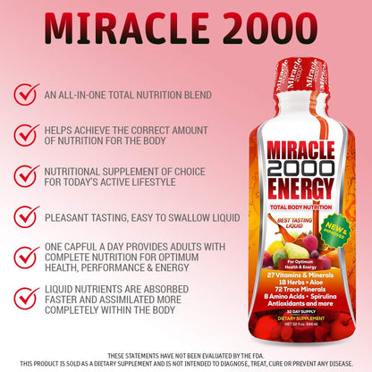 Century Systems Miracle 2000 – 32 oz Liquid Multivitamin, Minerals, Amino Acids & Antioxidants