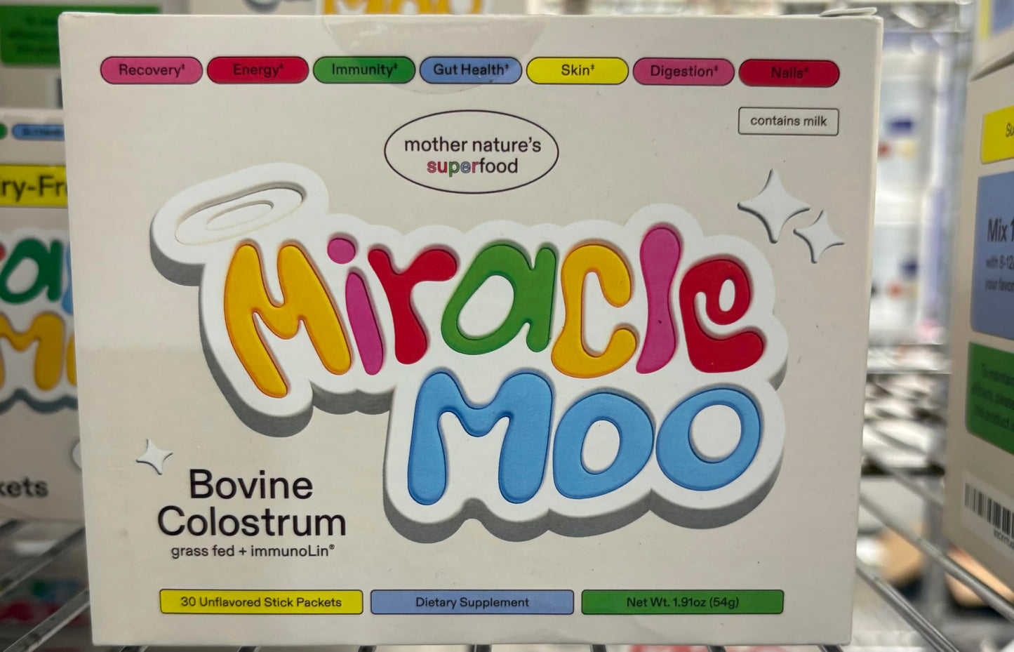 Miracle Moo Bovine Colostrum Supplement - 30 Unflavored Packets, 1500mg, Non-GMO, Gluten Free