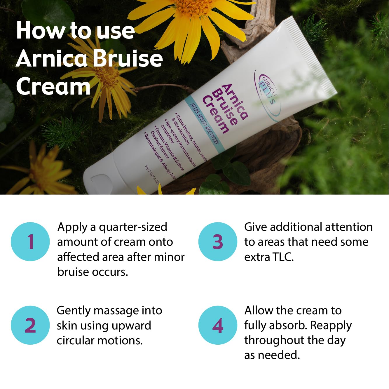 Miracle Plus Arnica Cream Extra Strength – Bruise Relief Lotion (2-Pack)