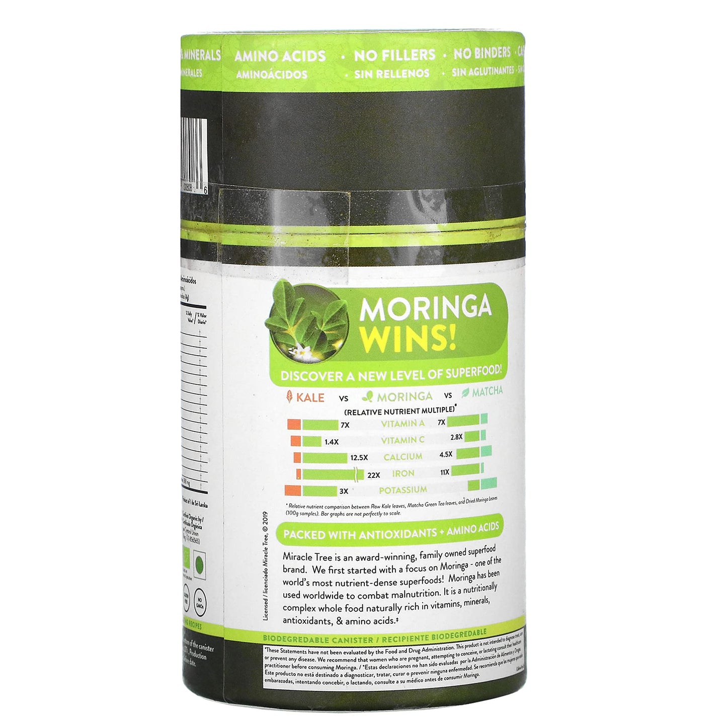 Miracle Tree 100% Organic Moringa Superfood Powder - 8 oz (226.8 g) | Organic, Vegan, Non-GMO