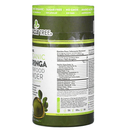 Miracle Tree 100% Organic Moringa Superfood Powder - 8 oz (226.8 g) | Organic, Vegan, Non-GMO