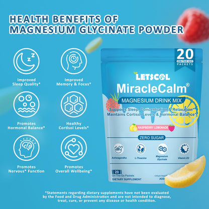 MiracleCalm Drink Mix Powder – Calm Magnesium + Calcium for Sleep, Stress Relief & Focus (Sugar Free)