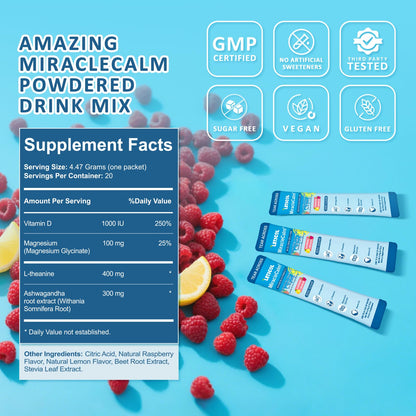 MiracleCalm Drink Mix Powder – Calm Magnesium + Calcium for Sleep, Stress Relief & Focus (Sugar Free)