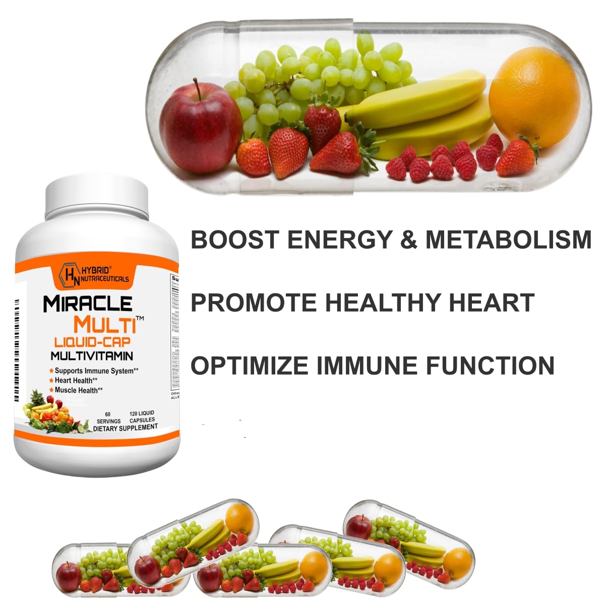 MiracleMulti Liquid Multivitamin – 120 Softgels for Men & Women, Whole Food Vitamin & Mineral