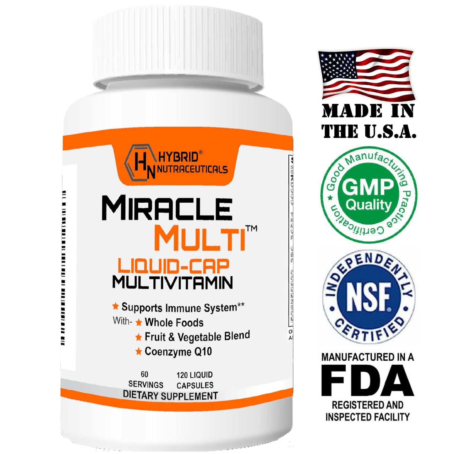 MiracleMulti Liquid Multivitamin – 120 Softgels for Men & Women, Whole Food Vitamin & Mineral
