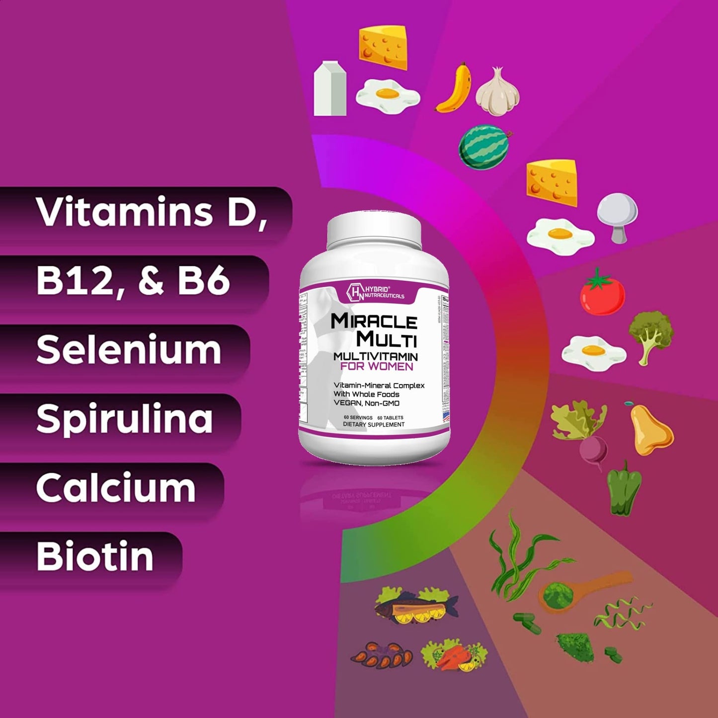 MiracleMulti Women Multivitamin with Probiotics - Immune Support & Energy | 60 Servings | Non-GMO