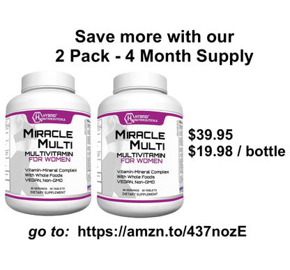 MiracleMulti Women Multivitamin with Probiotics - Immune Support & Energy | 60 Servings | Non-GMO