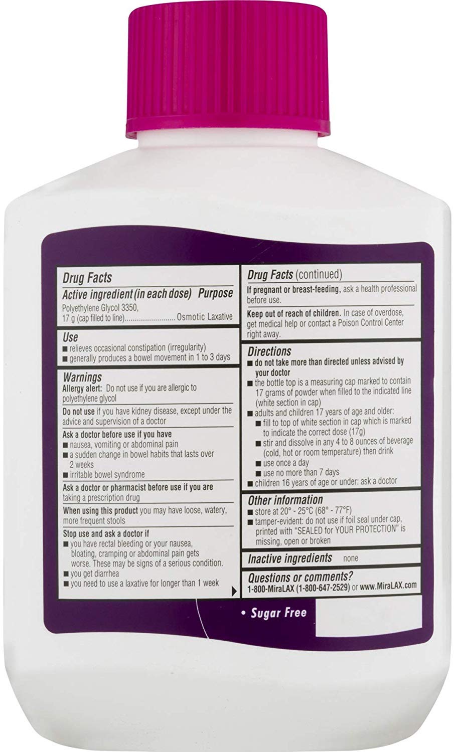 MiraLAX Powder Laxative, 34 Doses, 20.4 oz | Unflavored, Gentle Stool Softener