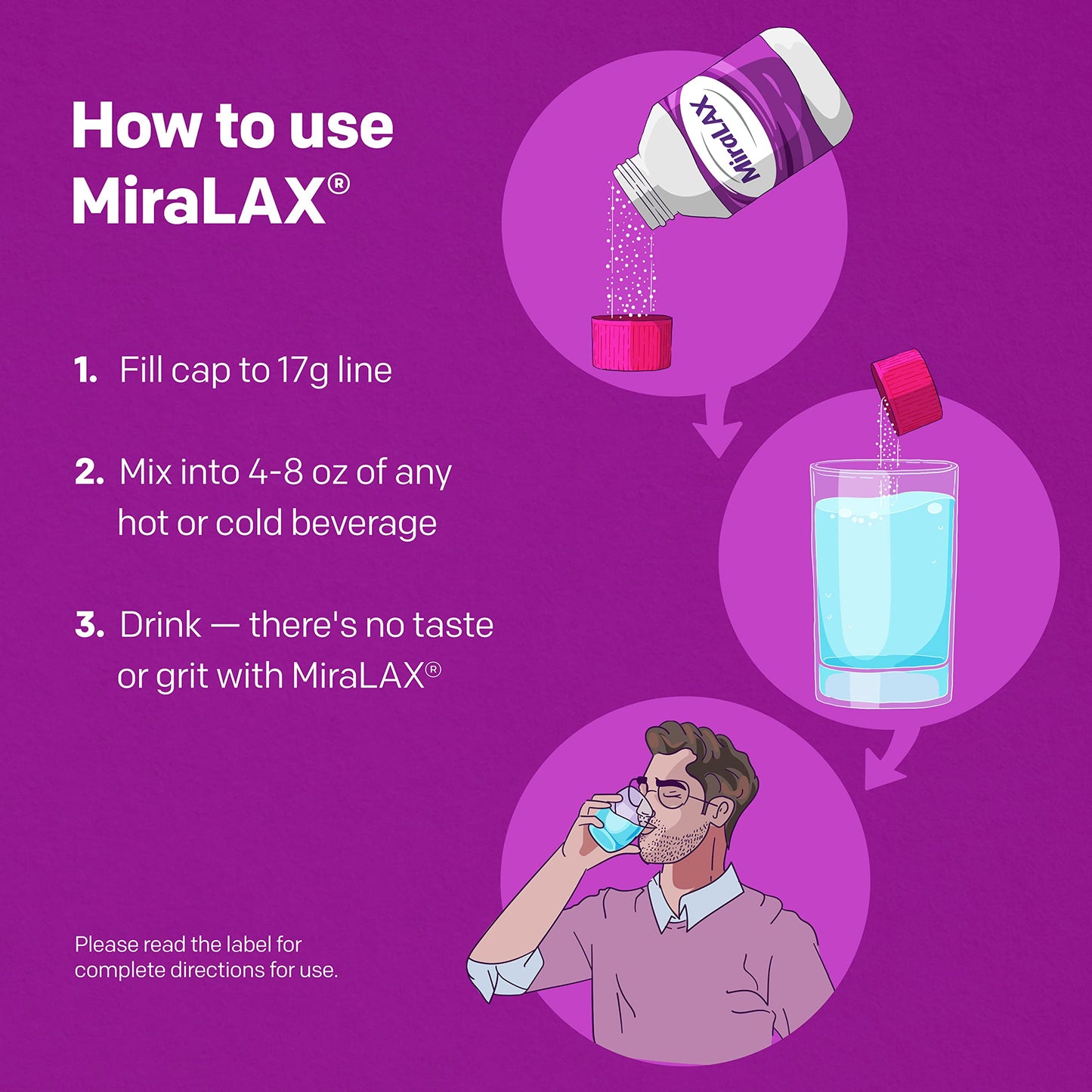 MiraLAX Laxative Powder – Gentle, Nonstimulant Osmotic Relief for Adults (7-Dose)