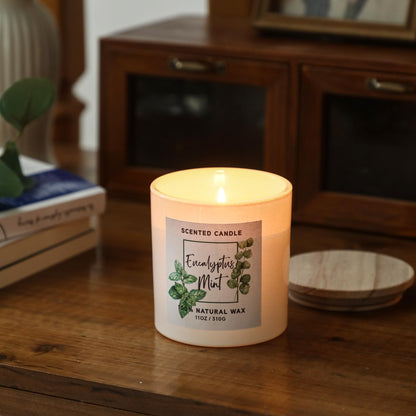 MIRASCENTS Eucalyptus & Mint Scented Candle – 11oz Natural Soy Wax