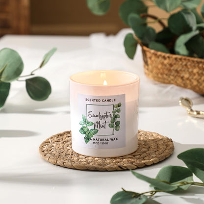 MIRASCENTS Eucalyptus & Mint Scented Candle – 11oz Natural Soy Wax