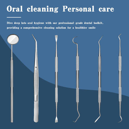 6-Piece Dental Tools Set – Stainless Steel Hygiene Kit with Case