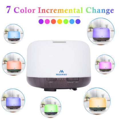 Miserwe 500ML Essential Oil Diffuser | Adjustable Mist, 4 Timer Settings, Auto Shut-Off