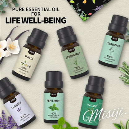 MISIJI 6 x 10ml Aromatherapy Essential Oils Set – Diffuser & Home Fragrance