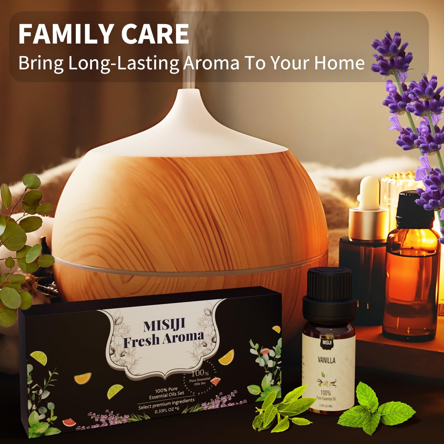 MISIJI 6 x 10ml Aromatherapy Essential Oils Set – Diffuser & Home Fragrance